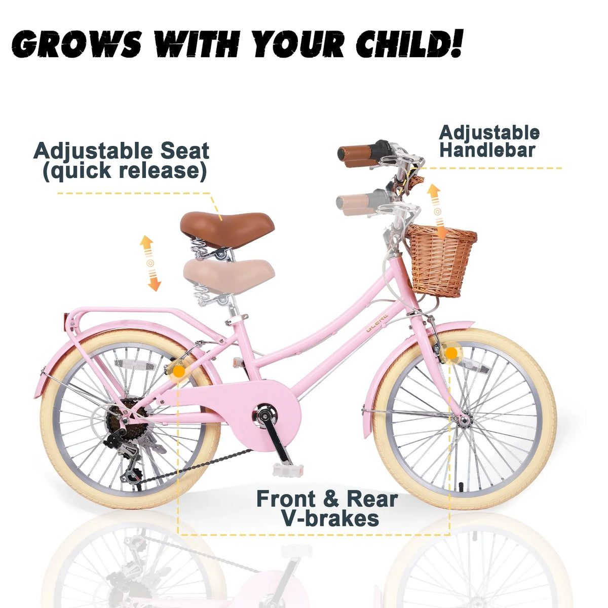 Glerc Missy 24" Girls Cruiser Bike 6-Speed Women's Hybird Bicycle for Ages 7-11 Years, Mint Green