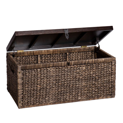 Samford Water Hyacinth Storage Trunk, Blackwashed with Espresso