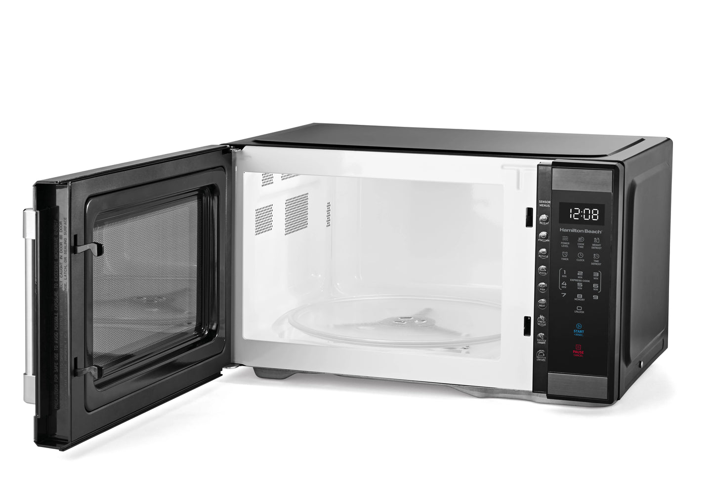 Hamilton Beach 1.1 cu ft Countertop Microwave Oven, Black and Stainless Steel