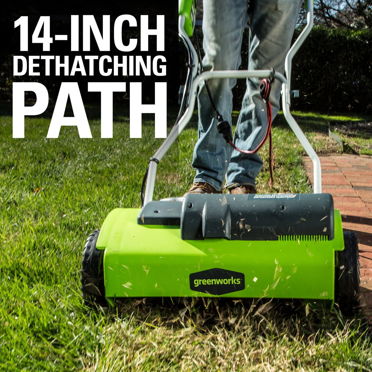 Greenworks 10 Amp 14-inch Corded Electric Dethatcher, 27022