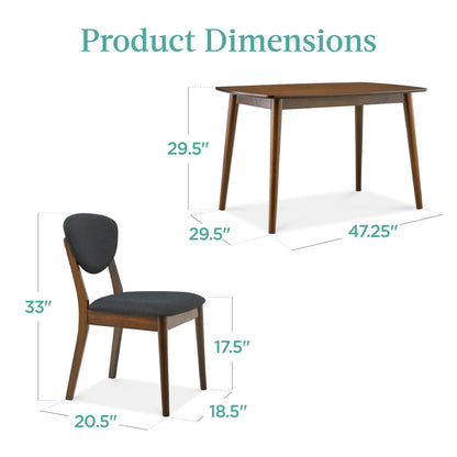 Best Choice Products 5-Piece Compact Wooden Mid-Century Modern Dining Set w/ 4 Chairs, Padded Seat & Back - Walnut/Cream
