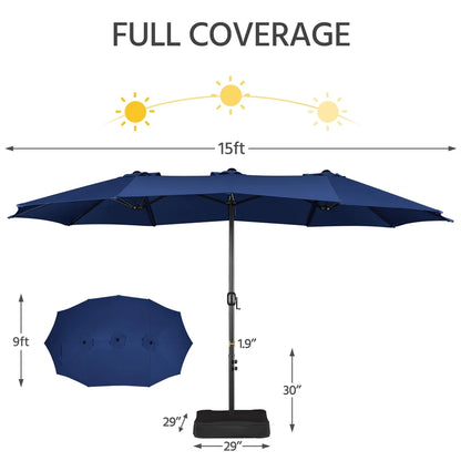 Topeakmart 13ft Patio Parasol Canopy with Crank, Tan
