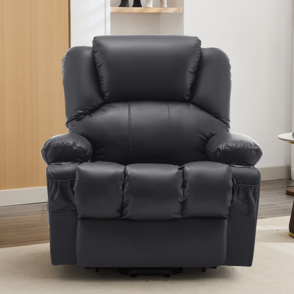JONPONY Power Lift Recliner Chair Recliners for Elderly with Heat and Massage Recliner Chair for Living Room with Infinite Position and Side Pocket,USB Charge Port,Black