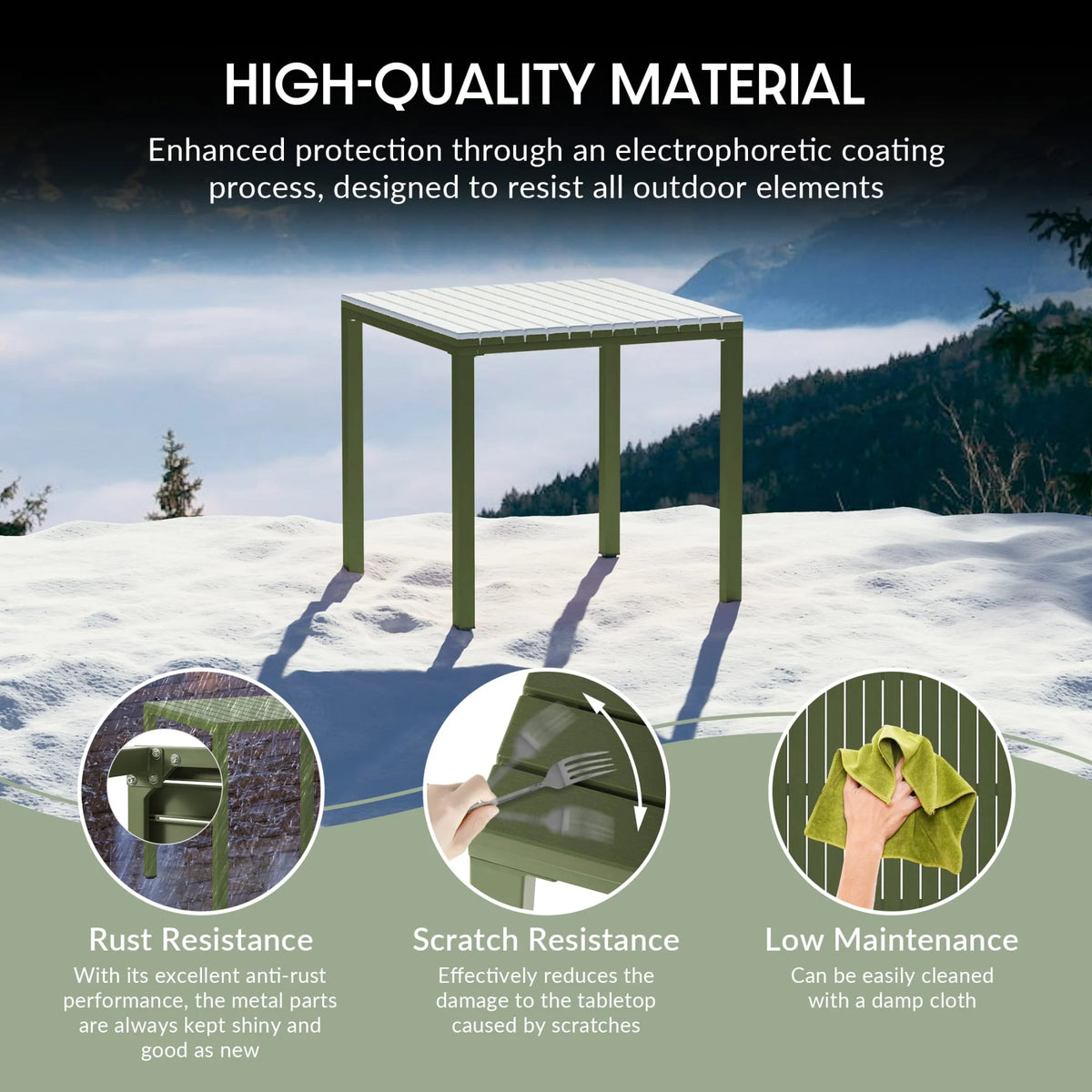 WestinTrends Playa 5-Piece Outdoor Patio Metal Frame Dining Table Set with Stackable Patio Dining Chairs, Olive Green