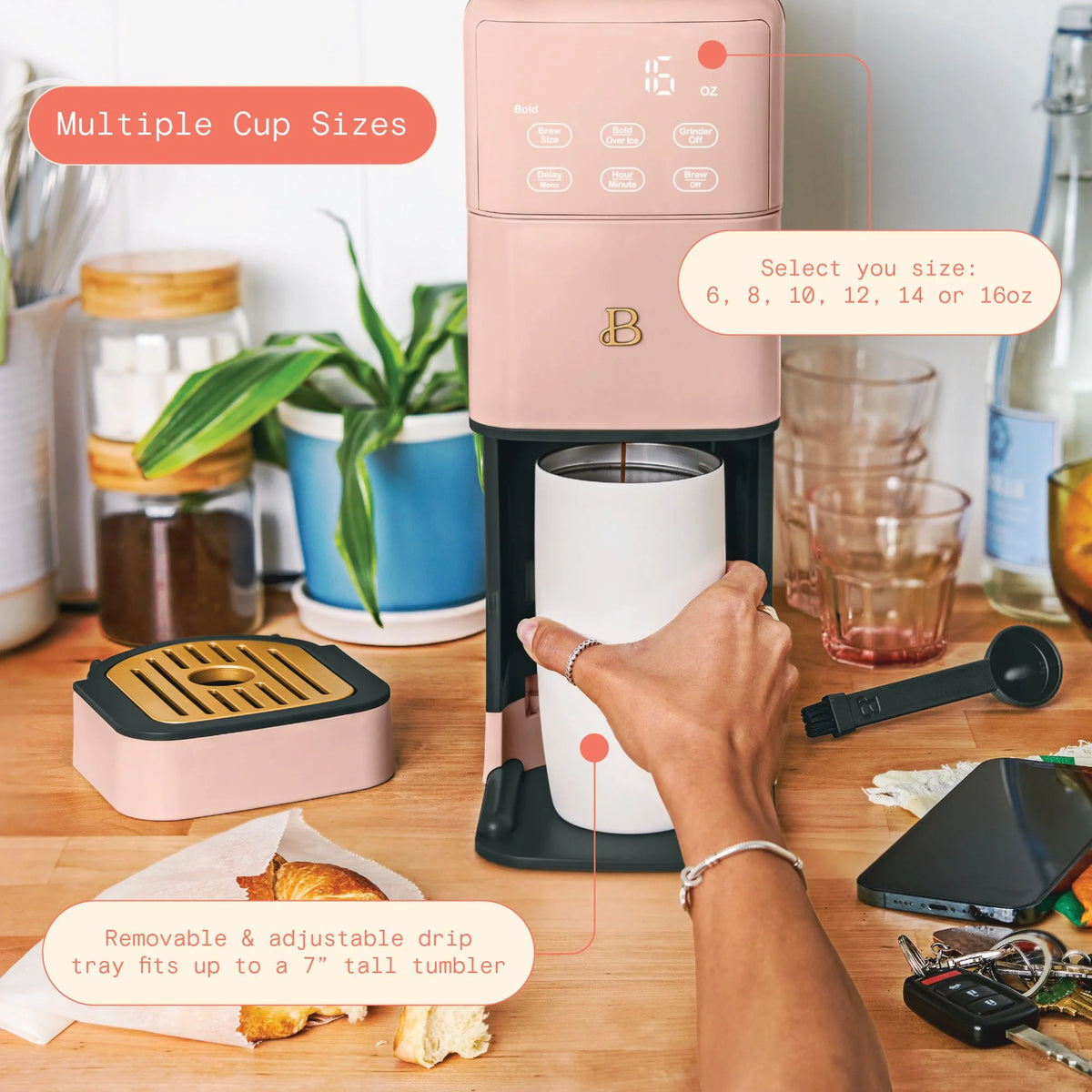 Beautiful Perfect Grind�?Programmable Single Serve Coffee Maker, White Icing by Drew Barrymore