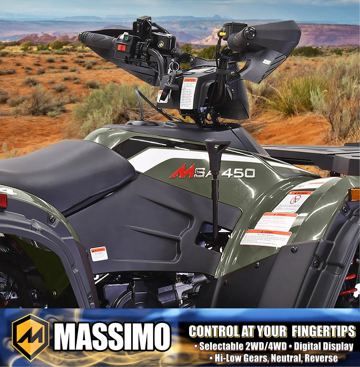 Massimo MSA450F Adult ATV Quad 352cc 25 HP 4 Stroke 4-Wheeler - Sand