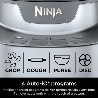 Ninja 4-in-1 12 Cup Food Processor, 1000 Watts, XL Capacity, 4 Auto-iQ Programs, Chop, Puree, Dough, Disc, NF700 Silver