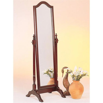 Cabot Rectangular Cheval Mirror with Arched Top Merlot