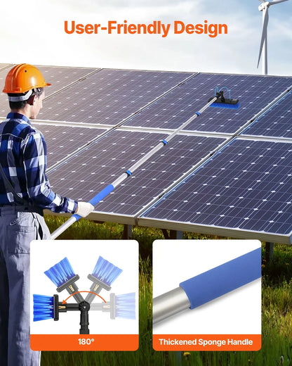 VEVOR Water Fed Pole Kit, 12FT Solar Panel Cleaning Pole with Extendable Handle, 180�� Rotatable Brush Head & 65.6FT Hose, Household & Outdoor Window Cleaner Tool for Caravan Solar Panel Deck