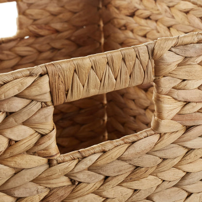Set of 4 Hyacinth Storage Cubes, 12x12 Wicker Basket Bins for Shelves, Natural