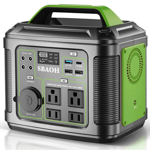 iFanze 300W Portable Power Station, 296Wh 80000mAh Outdoor Solar Generator Quick Charge 110V AC Outlets DC Ports for Home Backup, Outdoor RV Camping, Emergency Lithium Battery, Power Outages,Black