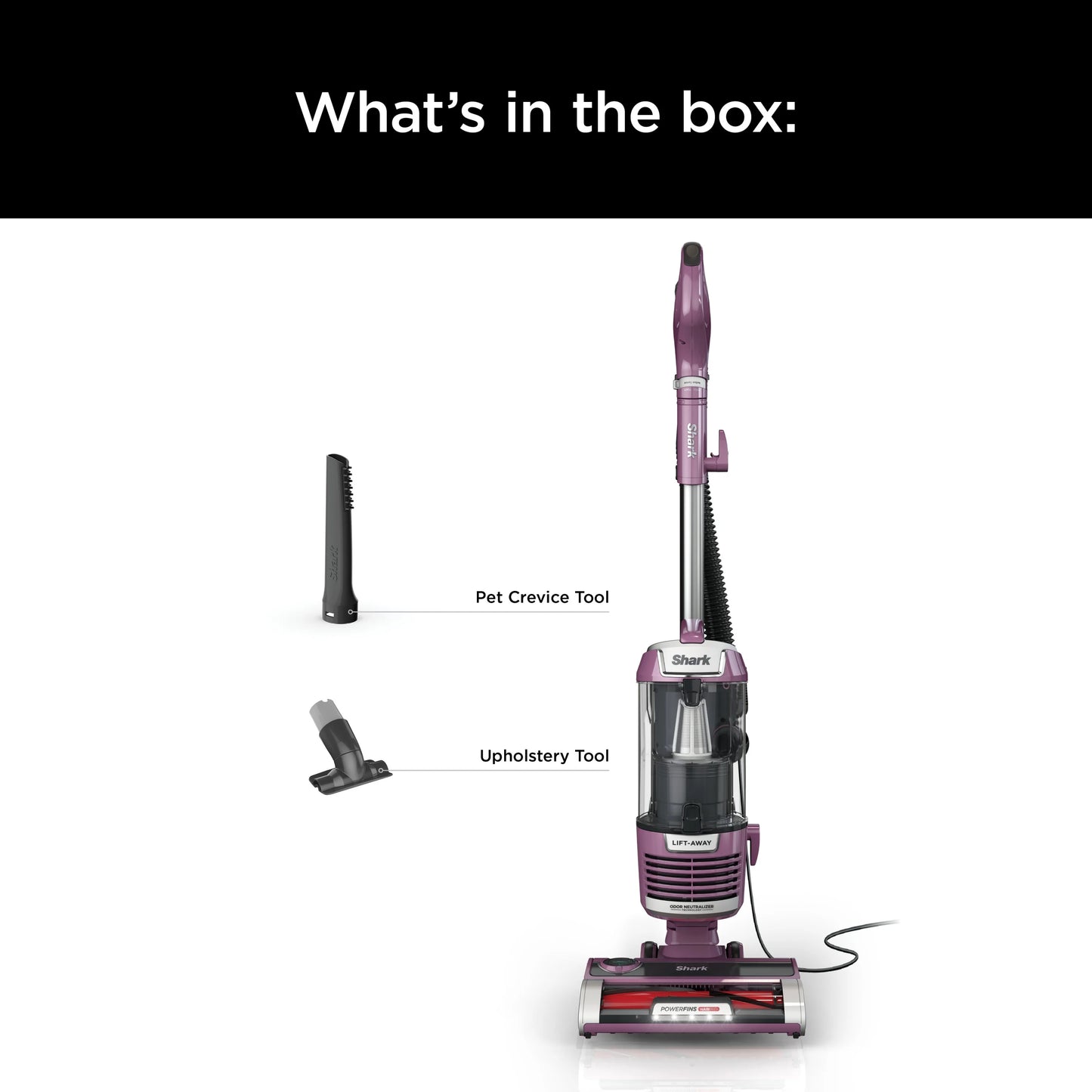 Shark Upright Vacuum, Lift-Away, Pet Friendly, Bagless, PowerFins HairPro & Odor Neutralizer Technology, Hard Floor and Carpet, Self Cleaning Brushroll, Anti Allergen &Swivel Steering , ZD550, Purple
