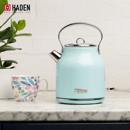Haden Heritage 1500 1.7 Electric Kettle, Matte Black Finish with Copper Accents