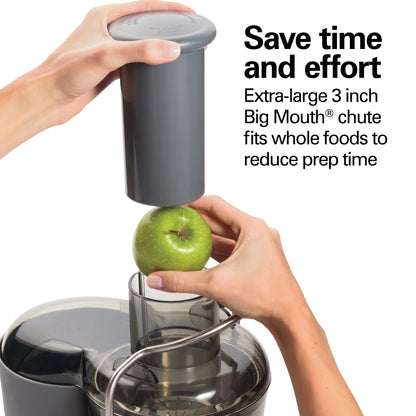 Hamilton Beach Big Mouth Easy Clean Juicer Machine for Fruits and Vegetables with Extra Large Chute, Extractor de Jugos, Stainless Steel