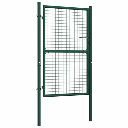 vidaXL Fence Gate Metal Fence Post Garden Gate for Outdoor Patio Steel Green