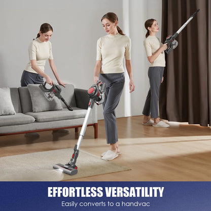 MOOSOO Stick Vacuum Cleaner, 4-in-1 Handheld Cordless Vacuum with Powerful Suction for Home Hard Floor Carpet Car Pet Hair, XL-618A