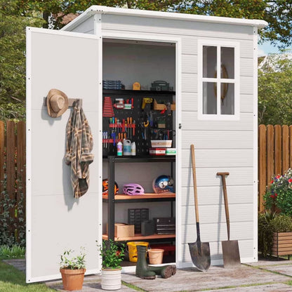 Lofka Resin Outdoor Storage Shed,5'x3' Storage Shed, Plastic Shed with Thick Resin Floor, Gray and White