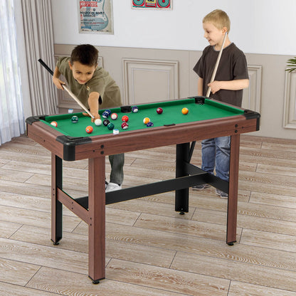 Costway 48" Pool Table for Kids & Adults with Full Set of Balls 2 Cue Sticks 2 Chalks Green