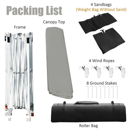 Patiojoy 10x17ft Pop up Canopy  3 Height Adjustment Folding Tent with Roller Bag White