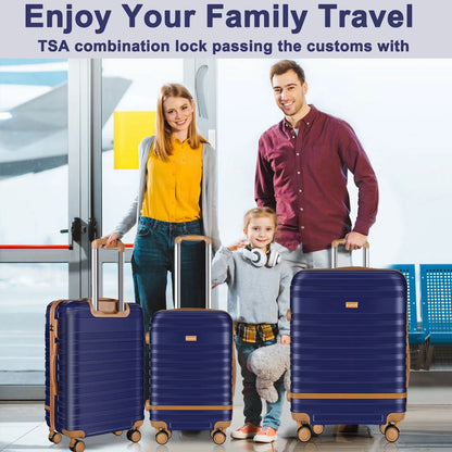 5 Piece Luggage Sets  and Travel Duffel Bag, ABS Hardshell Hardside Checked Luggage with TSA Lock and Double Spinner Wheels Suitcase, Deep Blue
