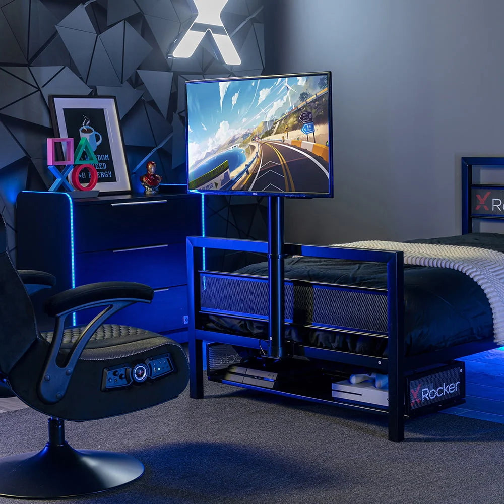 X Rocker Basecamp Gaming Bed Frame with Storage, Black, Twin, Childre, Teen, 42.8" H