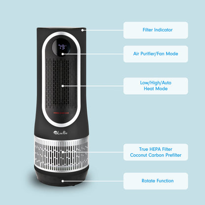 LivePure 3 in 1 Clean Heat Air Purifier/Fan & Heater. Denim Blue