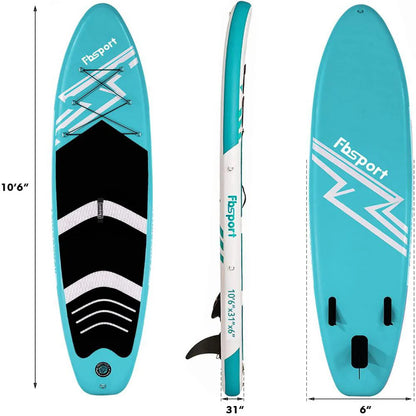 FBSPORT Paddle Board 11'x33"x6" Extra Wide Inflatable Stand Up Paddle Board with SUP Accessories Including Paddle,Backpack,Waterproof Bag,Leash,and Hand Pump