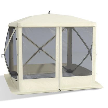 Outsunny Pop Up Camping Canopy Gazebo Screen Shelter Tent with Single Person Easy Set-Up, Ventilating Mesh, Portable Carry Bag for Outdoor Camping Party Event, 7x7FT, Green