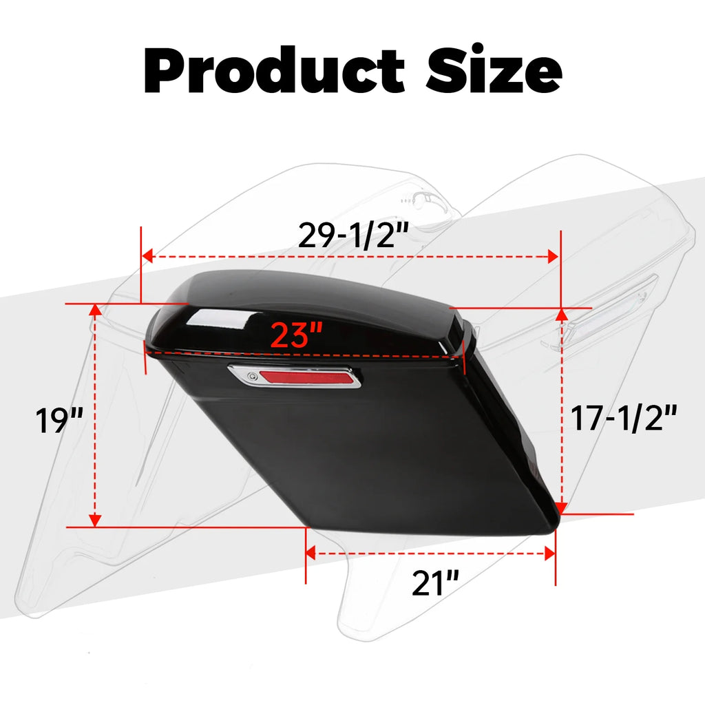 Kojem Hard Saddle Bags for 1993 - 2013 Harley Road King Glide Vivid Black Lockable Saddlebags