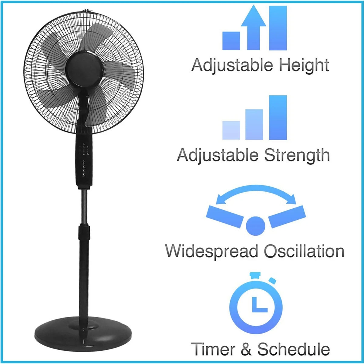 Technical Pro Smart WiFi 16 Inch Oscillating Pedestal Fan 3 Speed Black