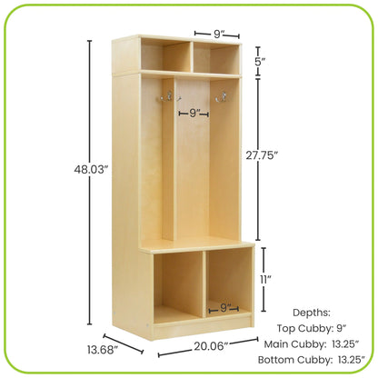 Little Partners Locker Cabinet Cubby Organizer, Learn 'N Store Wooden Classroom Cubbies Compartment Lockers for Storage of Toddlers and Kids Coats, Equipment, Backpacks - Espresso