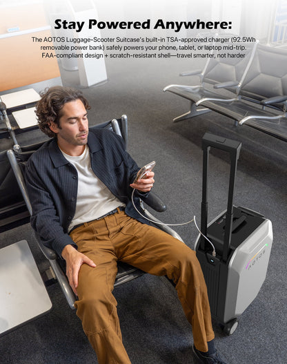 L2-S Smart Rideable Luggage, Foldable Electric Scooter Suitcase, 6.2 mph Max Speed, 6.2-Mile Range, Lightweight Portable Design for Travel & Commute