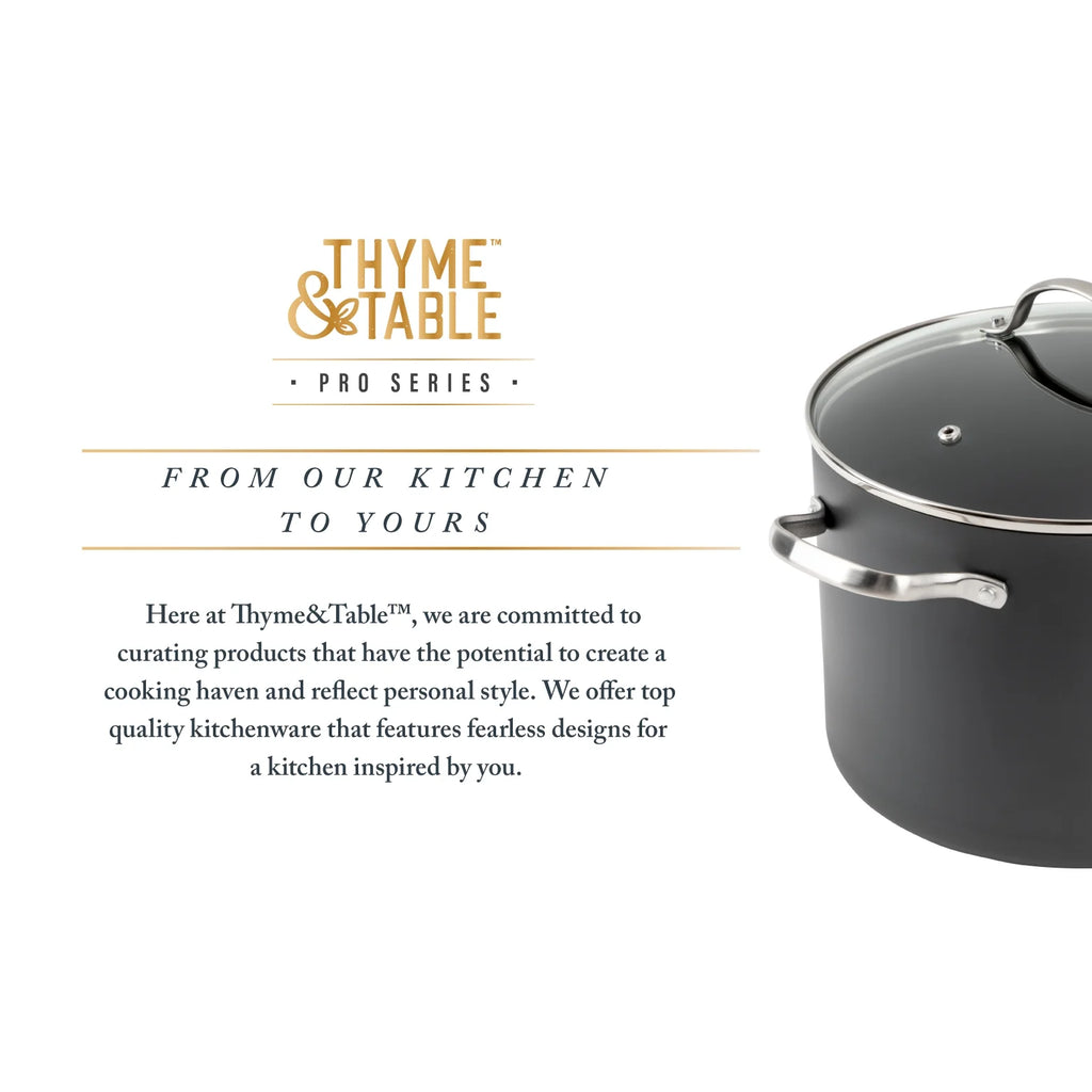 Thyme & Table 15-Piece Non-Stick Hard Anodized Cookware Set, Pots and Pans Set - Black