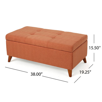 GDF Studio Valeno Mid Century Modern Fabric Tufted Storage Ottoman Bench, Light Gray and Light Brown