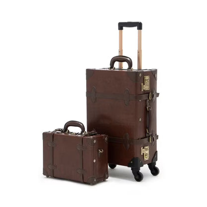 COTRUNKAGE Vintage Trunk Luggage Set TSA Lock Carry On Suitcase for Women (13" & 20", Pink Floral)