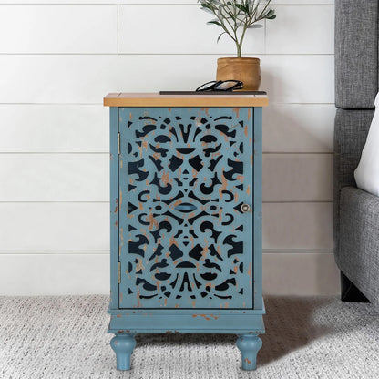 Sophia & William Hollow-Carved Credenzas and Sideboards, Wood Blue, 2 Shelves