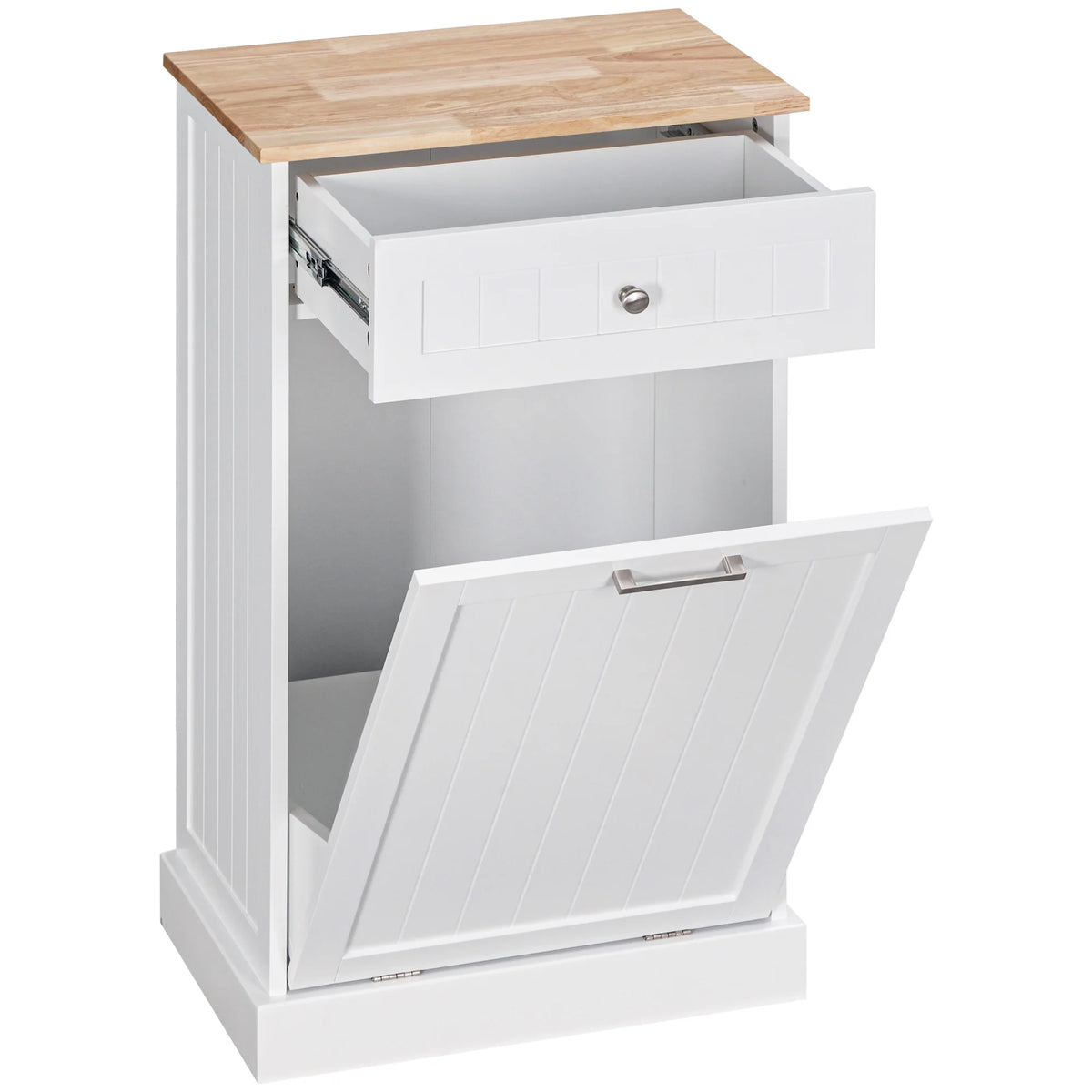 HOMCOM Kitchen Tilt Out Trash Bin Cabinet, Free Standing Recycling Cabinet