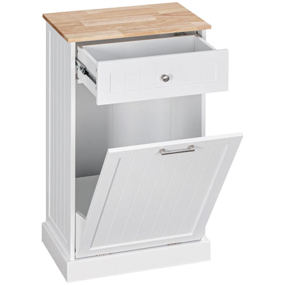 HOMCOM Kitchen Tilt Out Trash Bin Cabinet, Free Standing Recycling Cabinet