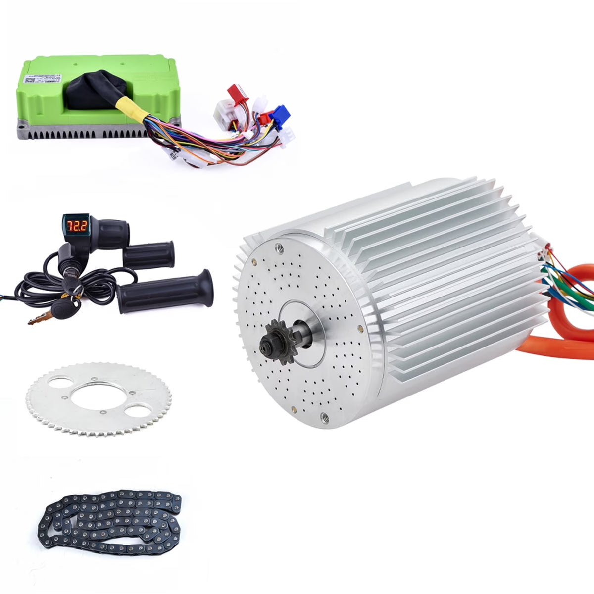 Electric Brushless Motor Kit 72V 3000W BLDC Motor With Heat Sink, BLDC Controller 80A,LED Volt Display Throttle for Electric Dirt Bike Upgrade Motor