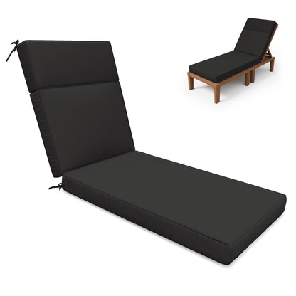 Kimunuk Outdoor Chaise Lounge Cushions set of 2, 80" x 26" x 4" Waterproof Pool Beach Recliner Replacement Cushions with Ties, Navy