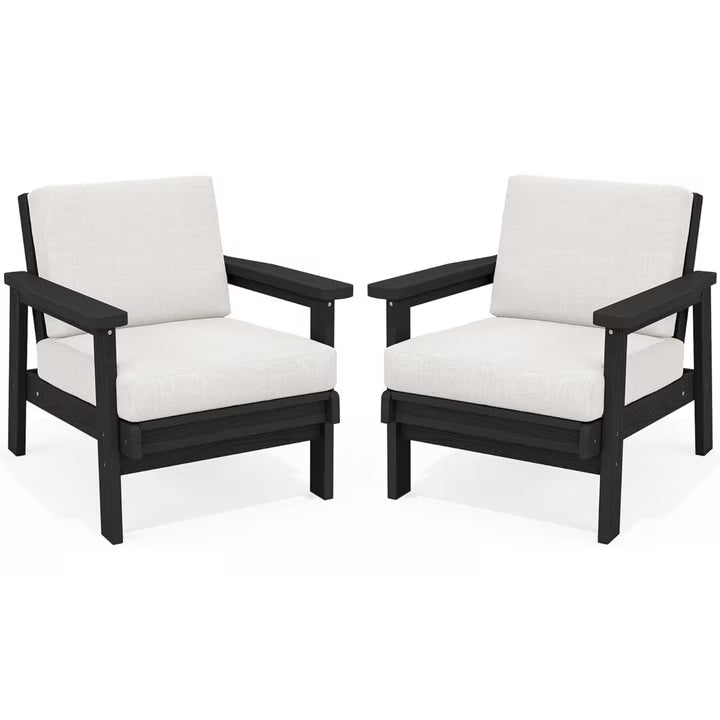 JUSTLET Patio Furniture Sets,2 Pieces Outdoor Chairs With Gray Cushions, Black