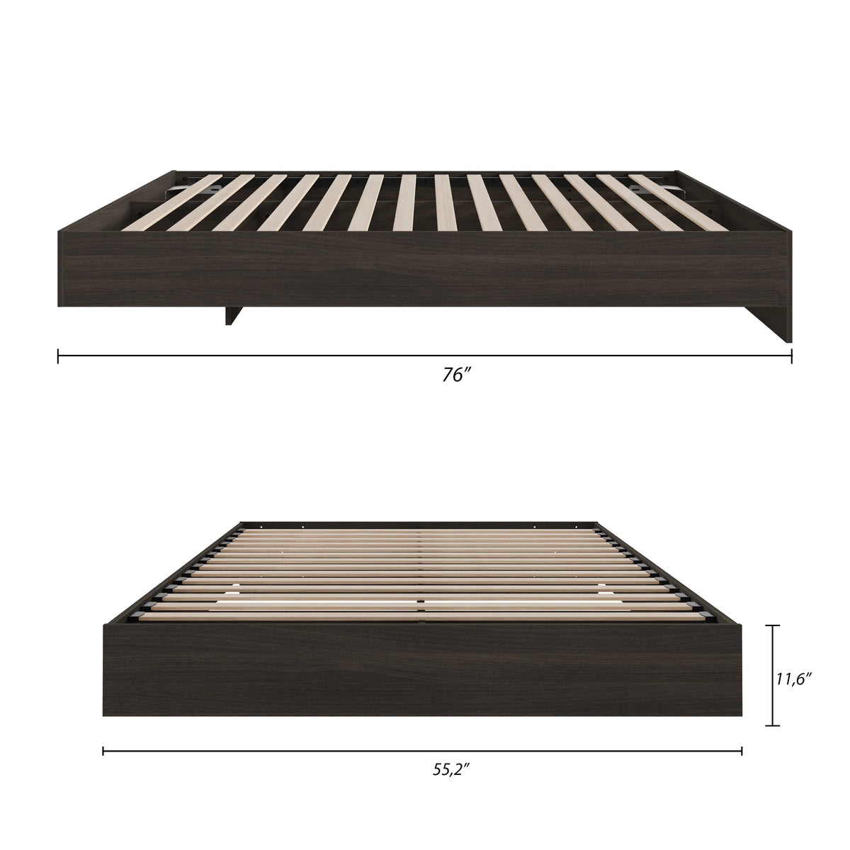 Nexera Full Size Platform Wood Bed Frame, Walnut