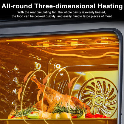 Garvee 24" Single Wall Oven with 108 Smart Menu 8 Baking Modes,3000W 2.5 CF Convection Oven with Steam & Air Fry Function,Stainless Steel,Touch Control Colorful LED Screen