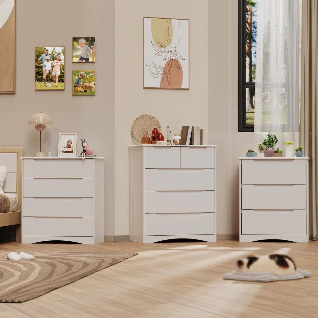 Aiho 5 Drawer Dresser for Bedroom, Office, Living Room - White