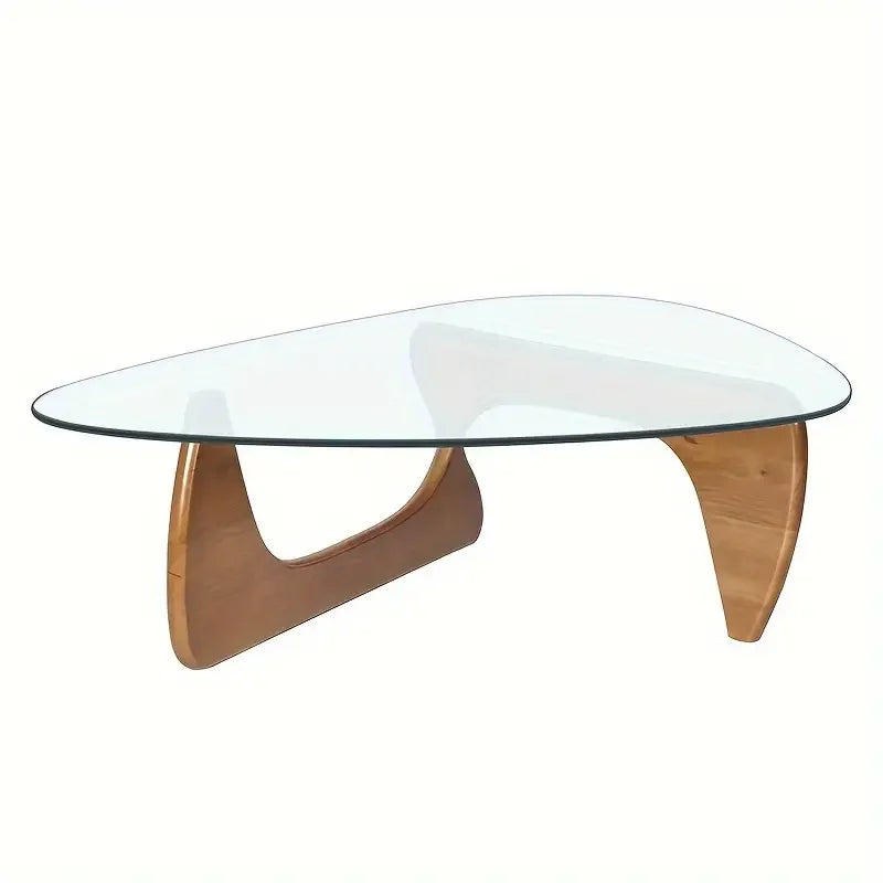 Coffee Tables For Living Room - Triangle Glass Coffee TableWithWoodenBaseMid.Century Modern Abstract End Table For Study RoomOfficeHoteBalcony( Medium 32.3*22.4*15.7)