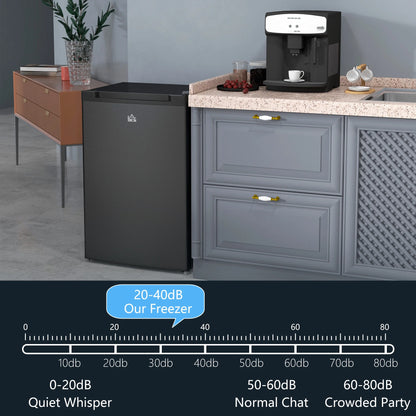 HOMCOM 3 Cu Ft Mini Freezer, Reversible Door, Under Counter Freezer, Black
