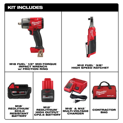 Milwaukee Tool M18 FUEL and M12 FUEL 2-Tool Combo Kit