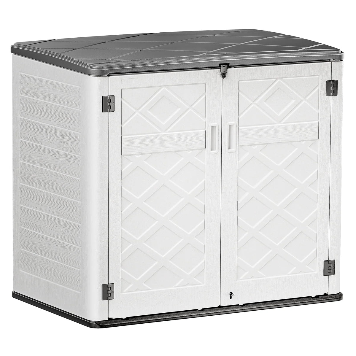 Lofka Outdoor Storage Shed, 49.7 Cu.ft  Large Capacity Storage Shed and Cabinet with Floor for Storing Bike, Garbage Cans and Garden Tools, White