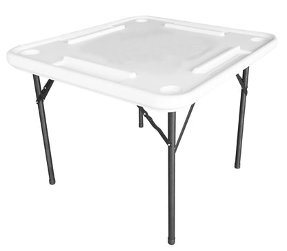 Bene Casa Foldable Domino Table with Built-In Drink Holders, 38�� x 38��, White