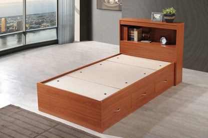 Hodedah Twin-Size Captain Bed with 3-Drawers and Headboard in White